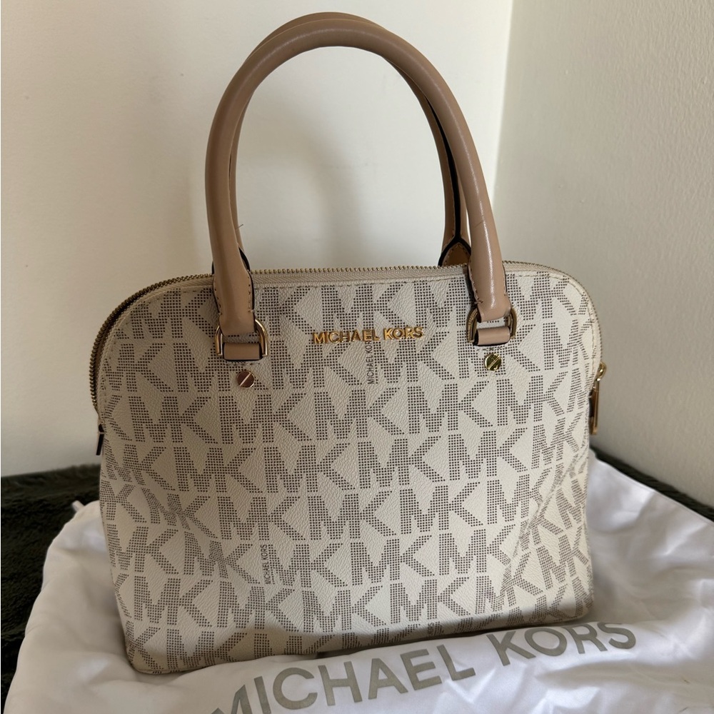 Michael Kors Cream Monogram Satchel NWT